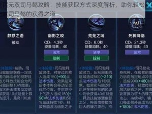 全民无双司马懿攻略：技能获取方式深度解析，助你轻松掌握无双司马懿的获得之道