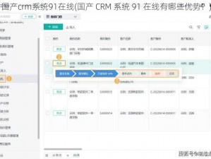 国产crm系统91在线(国产 CRM 系统 91 在线有哪些优势？)