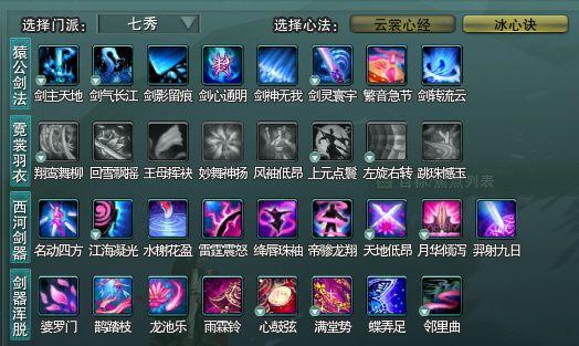 《剑网三》七秀门派技能全览表:掌握核心技能一览无余