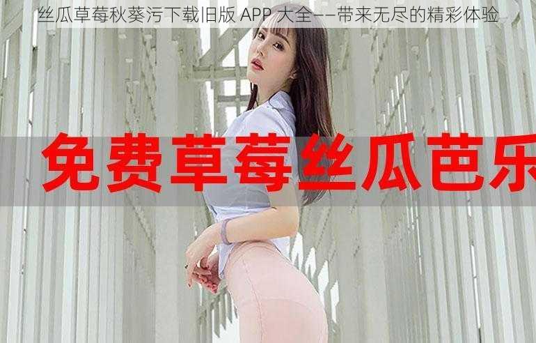 丝瓜草莓秋葵污下载旧版 APP 大全——带来无尽的精彩体验