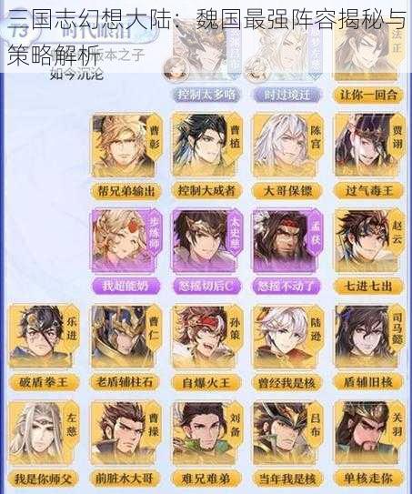 三国志幻想大陆:魏国最强阵容揭秘与策略解析