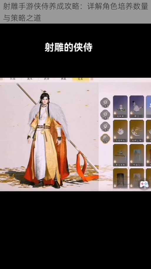 射雕手游侠侍养成攻略:详解角色培养数量与策略之道