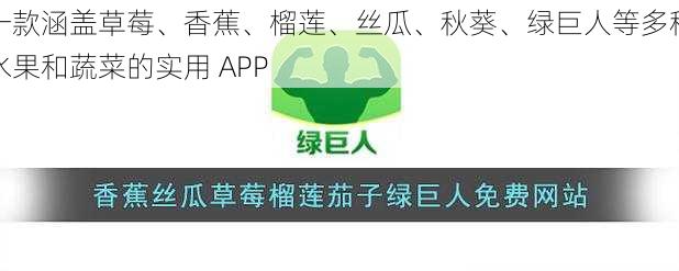 一款涵盖草莓、香蕉、榴莲、丝瓜、秋葵、绿巨人等多种水果和蔬菜的实用 APP