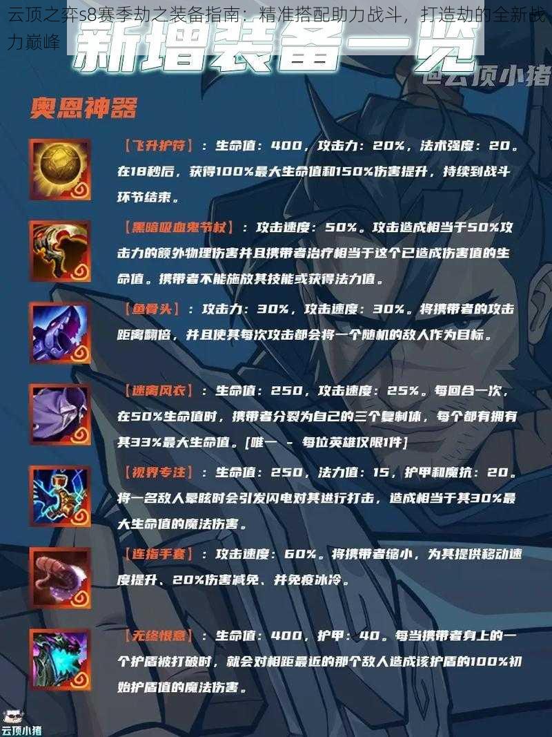 云顶之弈s8赛季劫之装备指南:精准搭配助力战斗,打造劫的全新战力巅峰