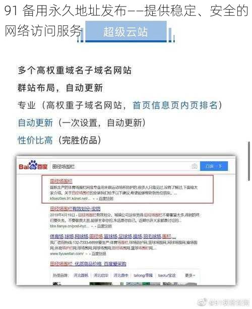 91 备用永久地址发布——提供稳定、安全的网络访问服务