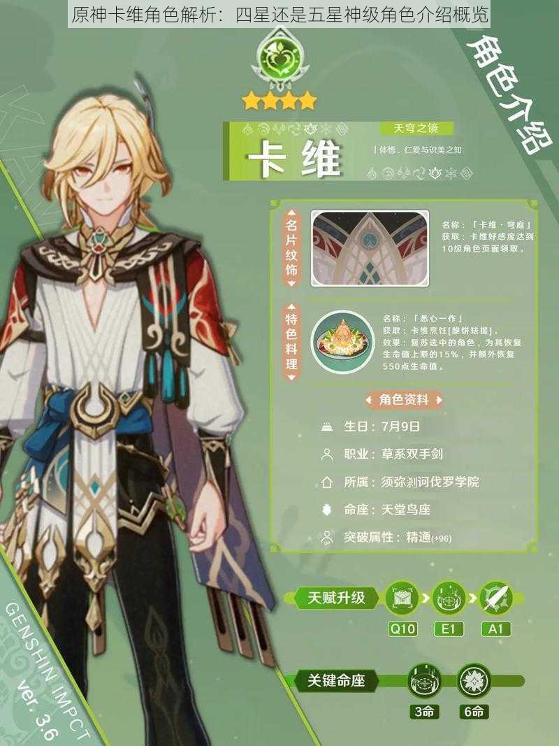 原神卡维角色解析:四星还是五星神级角色介绍概览
