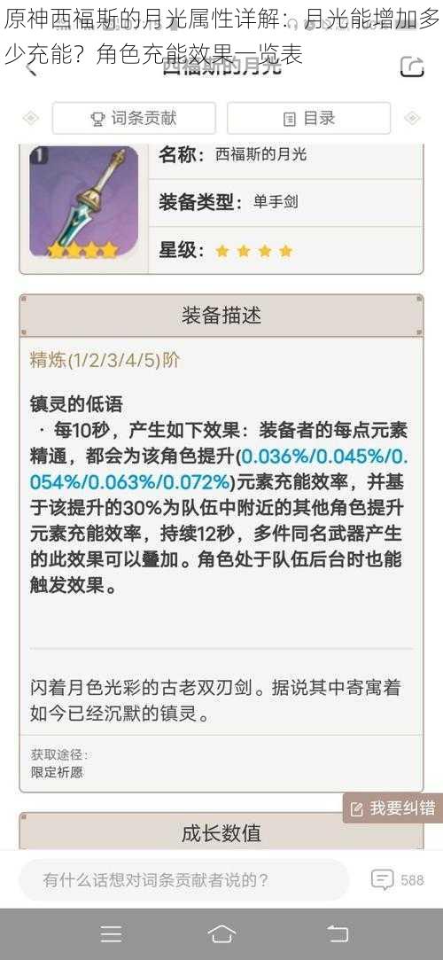 原神西福斯的月光属性详解:月光能增加多少充能?角色充能效果一览表