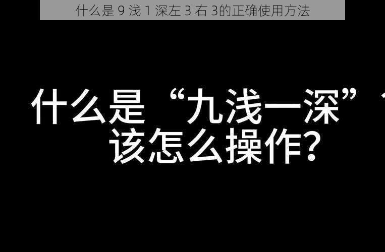 什么是 9 浅 1 深左 3 右 3的正确使用方法