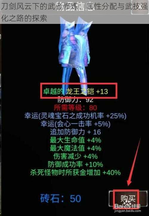 刀剑风云下的武者修炼:属性分配与武技强化之路的探索