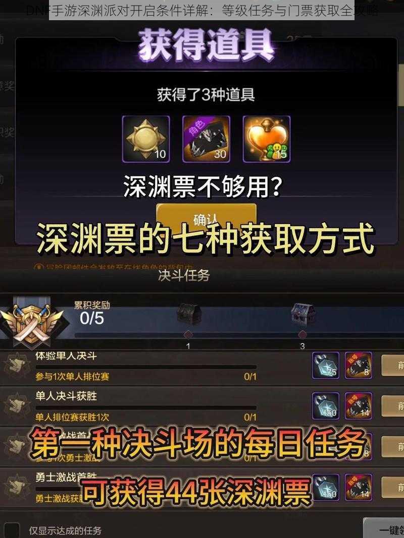 DNF手游深渊派对开启条件详解:等级任务与门票获取全攻略