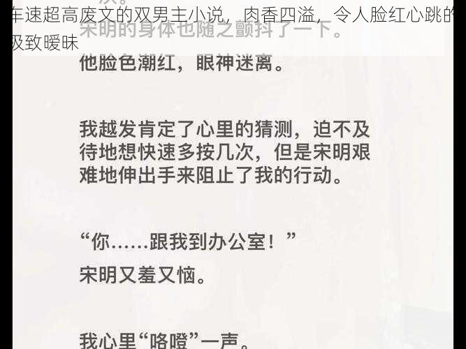 车速超高废文的双男主小说,肉香四溢,令人脸红心跳的极致暧昧