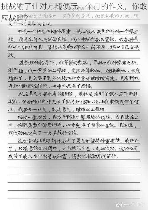 挑战输了让对方随便玩一个月的作文,你敢应战吗?