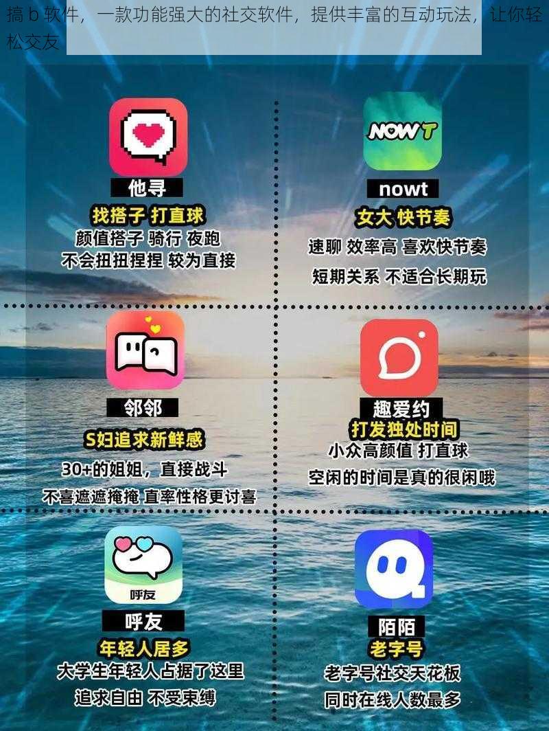 搞 b 软件,一款功能强大的社交软件,提供丰富的互动玩法,让你轻松交友