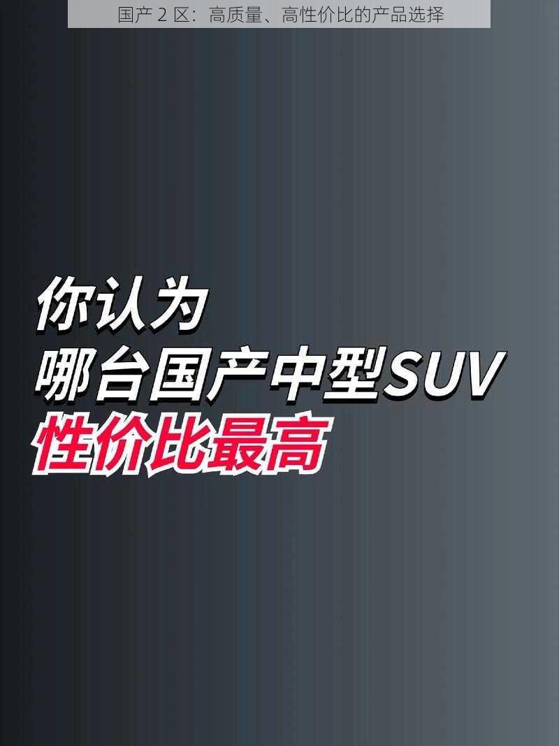 国产 2 区:高质量、高性价比的产品选择