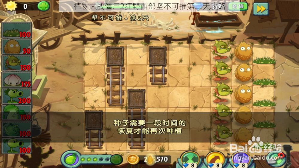 植物大战僵尸2狂野西部坚不可摧第二天攻略