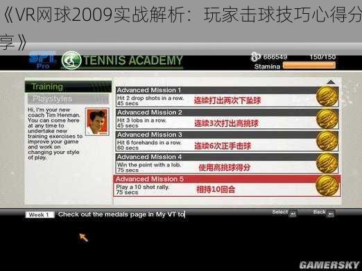 《VR网球2009实战解析:玩家击球技巧心得分享》