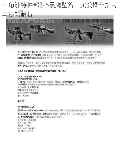 三角洲特种部队5黑鹰坠落:实战操作指南与技巧解析