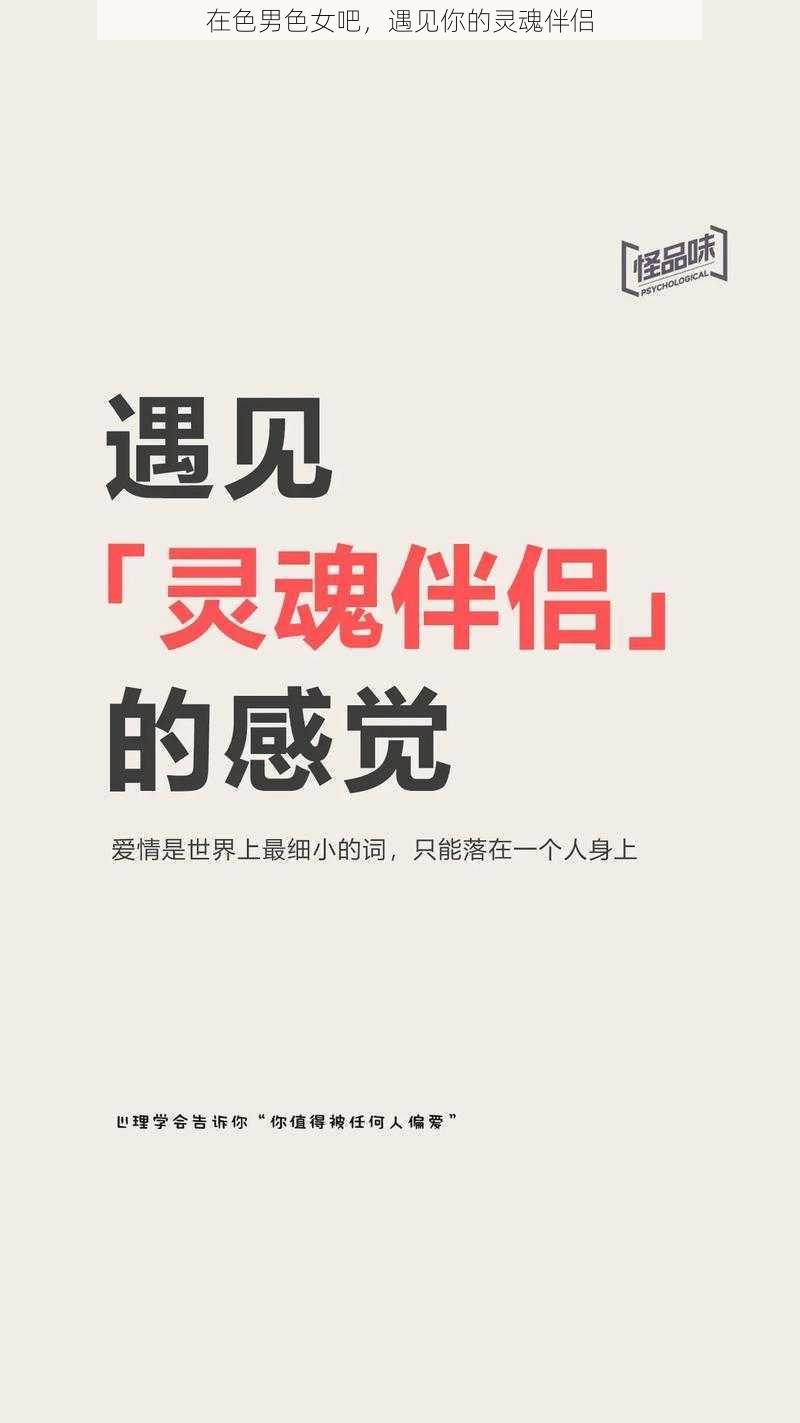 在色男色女吧,遇见你的灵魂伴侣
