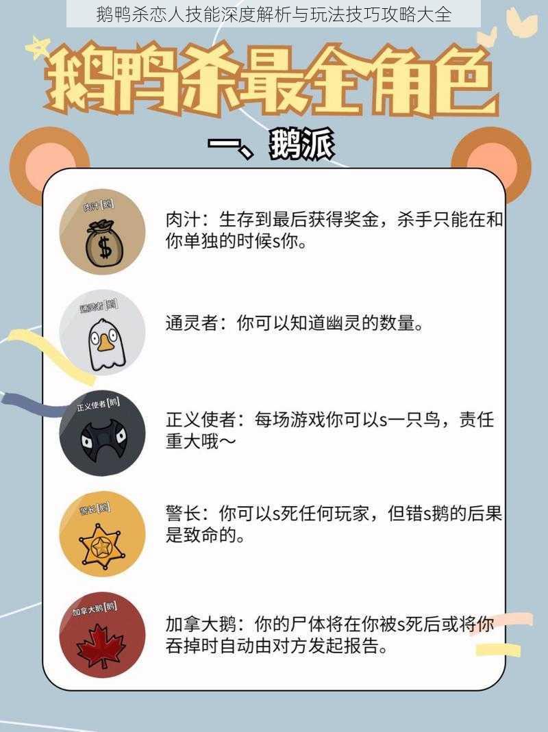 鹅鸭杀恋人技能深度解析与玩法技巧攻略大全