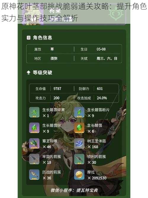 原神花叶茎部挑战脆弱通关攻略:提升角色实力与操作技巧全解析
