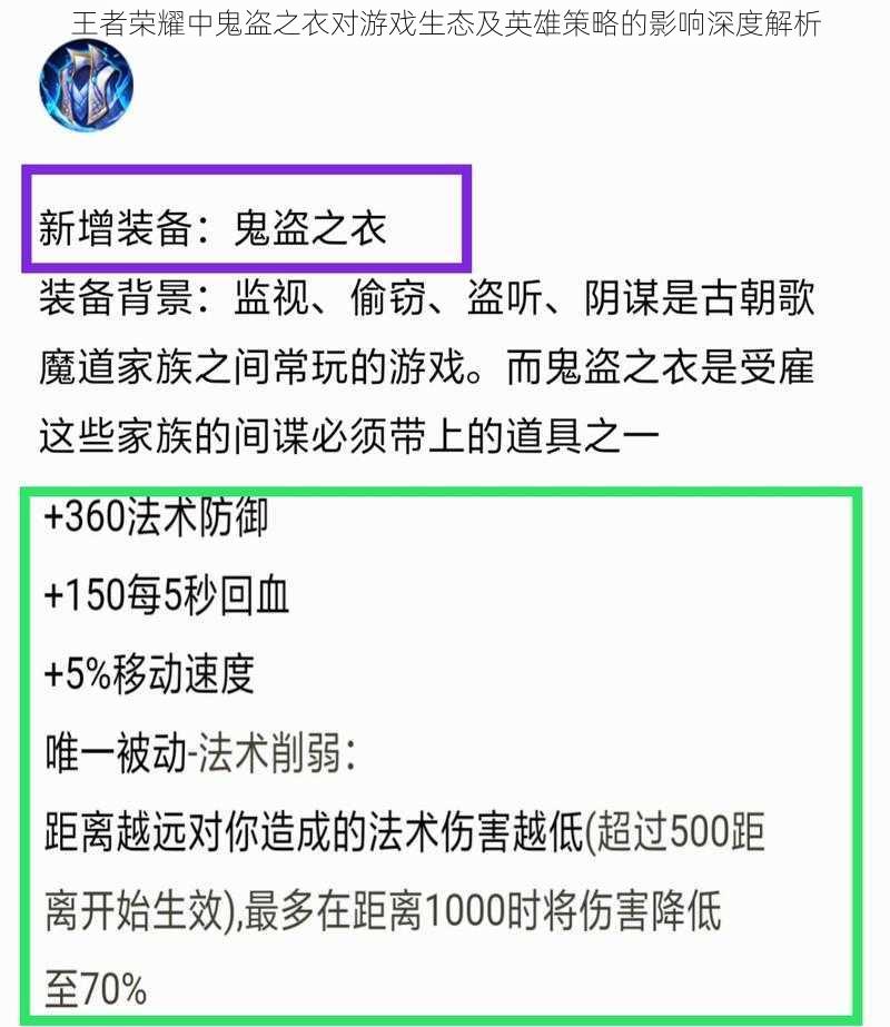 王者荣耀中鬼盗之衣对游戏生态及英雄策略的影响深度解析