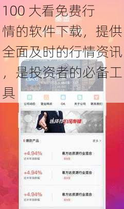 100 大看免费行情的软件下载,提供全面及时的行情资讯,是投资者的必备工具
