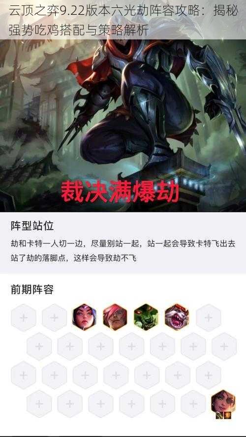 云顶之弈9.22版本六光劫阵容攻略:揭秘强势吃鸡搭配与策略解析
