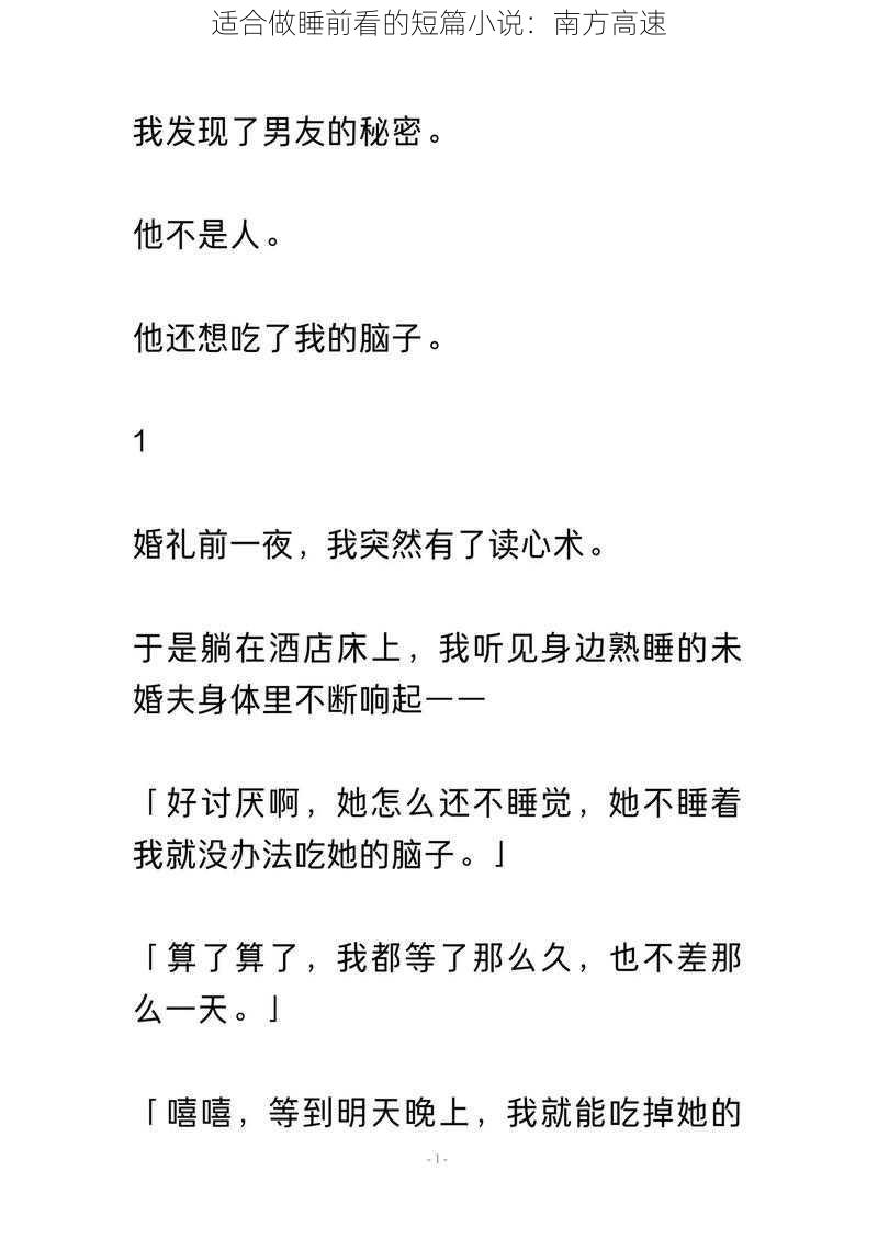 适合做睡前看的短篇小说:南方高速