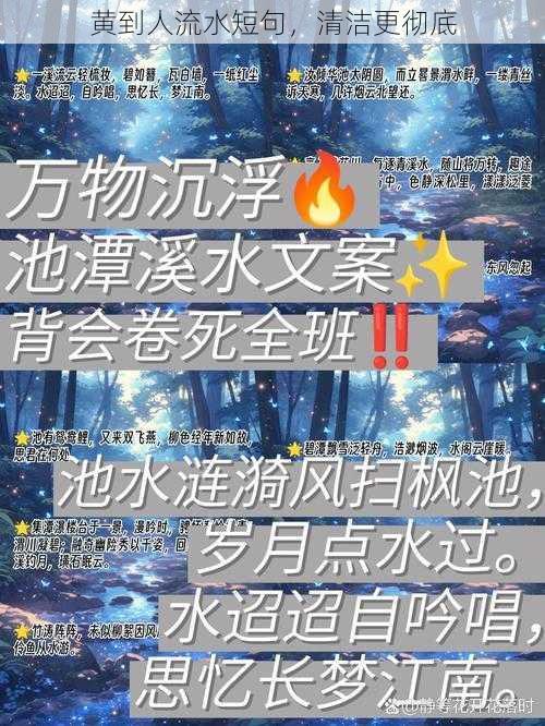 黄到人流水短句,清洁更彻底