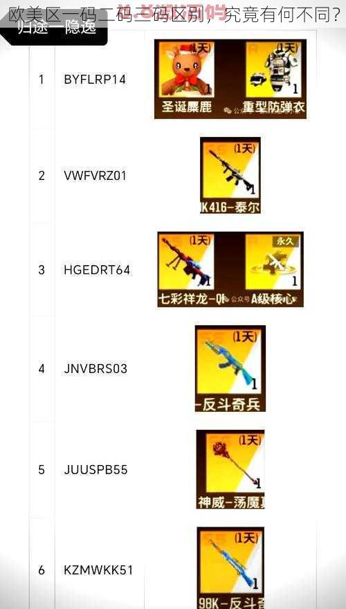 欧美区一码二码三码区别,究竟有何不同?