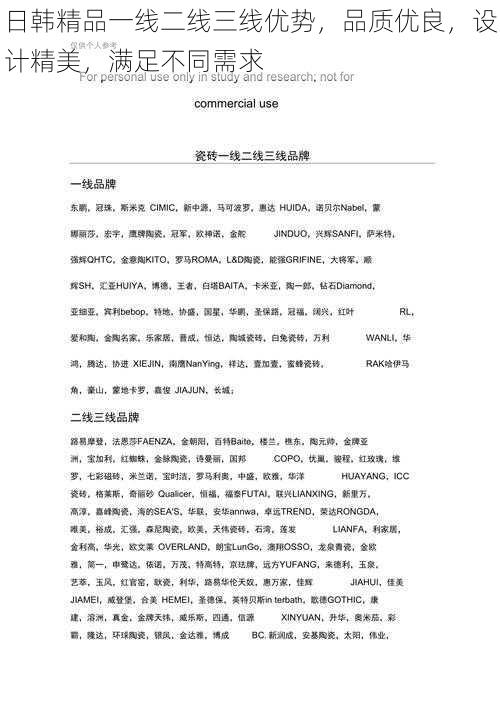 日韩精品一线二线三线优势,品质优良,设计精美,满足不同需求