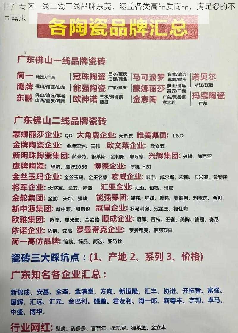 国产专区一线二线三线品牌东莞,涵盖各类高品质商品,满足您的不同需求