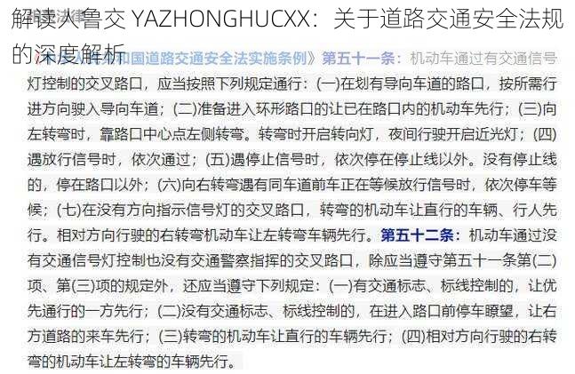 解读人鲁交 YAZHONGHUCXX:关于道路交通安全法规的深度解析