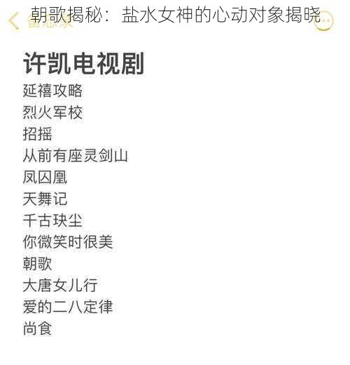 朝歌揭秘:盐水女神的心动对象揭晓