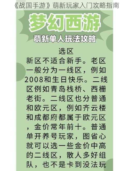 《战国手游》萌新玩家入门攻略指南