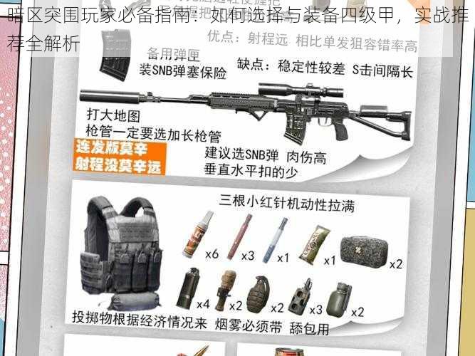 暗区突围玩家必备指南:如何选择与装备四级甲,实战推荐全解析