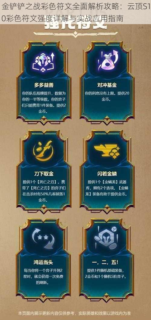 金铲铲之战彩色符文全面解析攻略:云顶S10彩色符文强度详解与实战应用指南