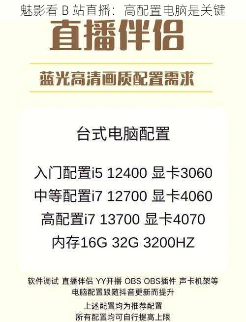 魅影看 B 站直播:高配置电脑是关键