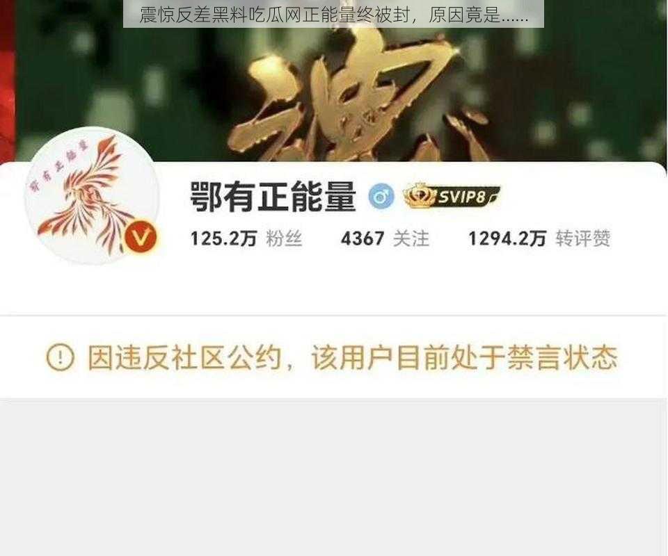 震惊反差黑料吃瓜网正能量终被封,原因竟是……
