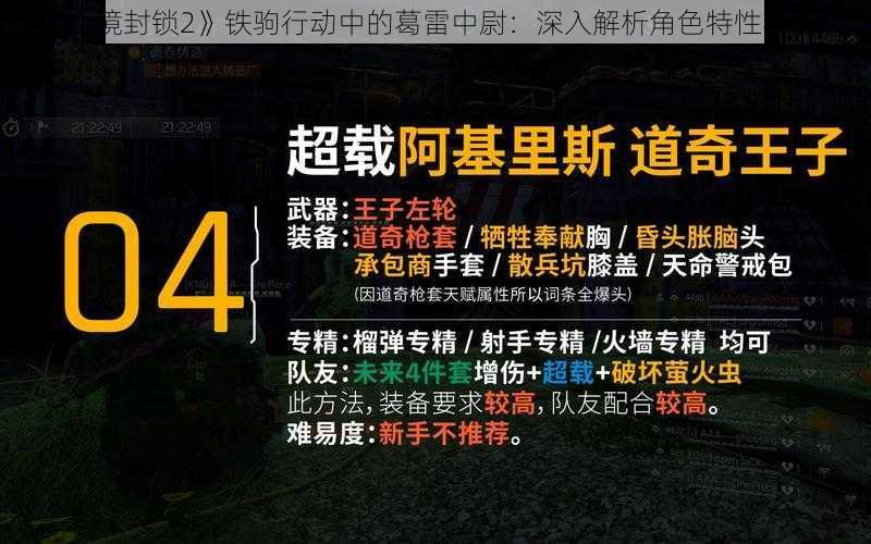《全境封锁2》铁驹行动中的葛雷中尉:深入解析角色特性与影响