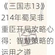 《三国志13》214年蜀吴非重臣开局攻略心得:智慧策略的运用之道