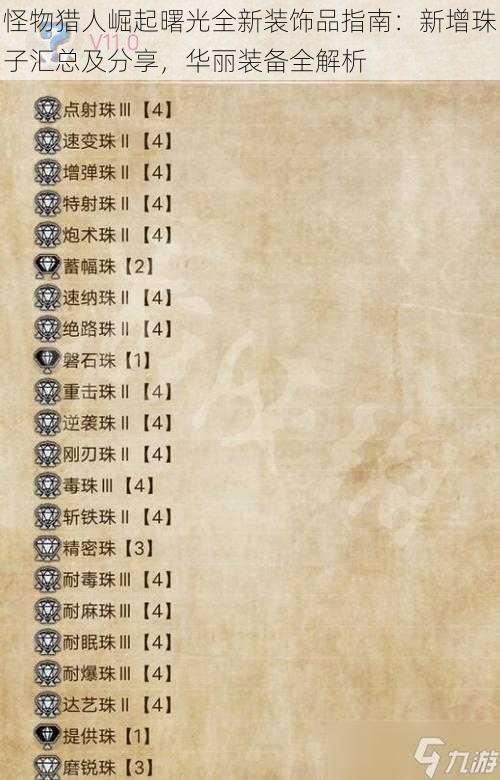 怪物猎人崛起曙光全新装饰品指南:新增珠子汇总及分享,华丽装备全解析