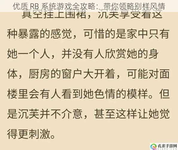 优质 RB 系统游戏全攻略:带你领略别样风情