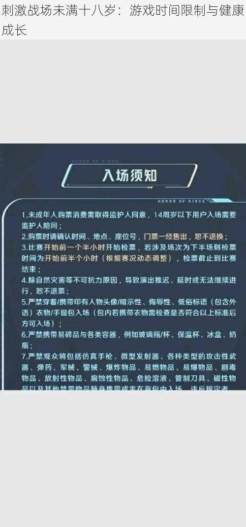 刺激战场未满十八岁:游戏时间限制与健康成长