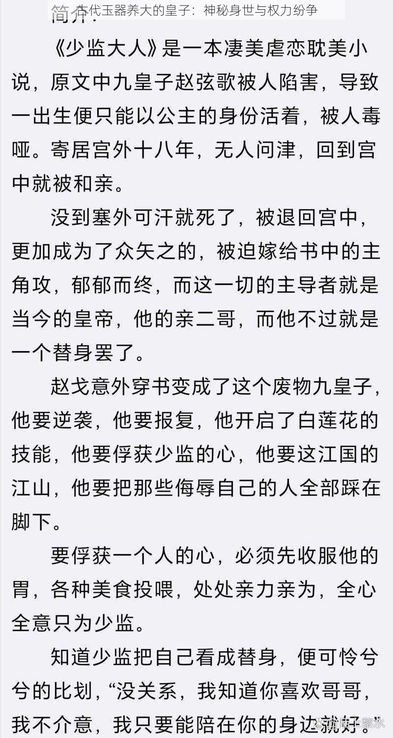古代玉器养大的皇子:神秘身世与权力纷争