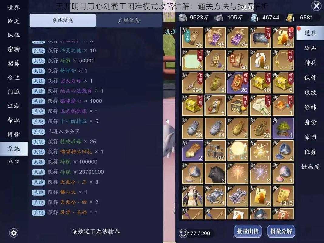 天涯明月刀心剑鹤王困难模式攻略详解:通关方法与技巧解析