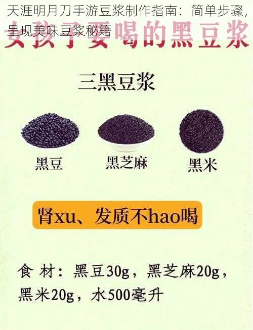 天涯明月刀手游豆浆制作指南:简单步骤,呈现美味豆浆秘籍