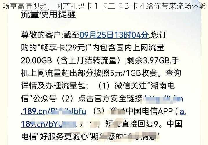 畅享高清视频,国产乱码卡 1 卡二卡 3 卡 4 给你带来流畅体验