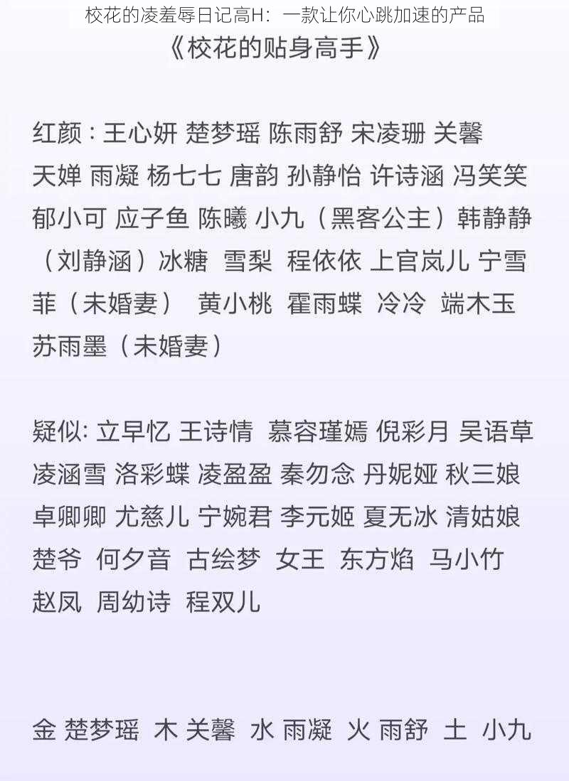校花的凌羞辱日记高H:一款让你心跳加速的产品