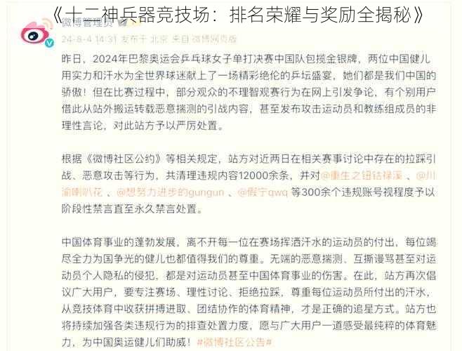《十二神兵器竞技场:排名荣耀与奖励全揭秘》